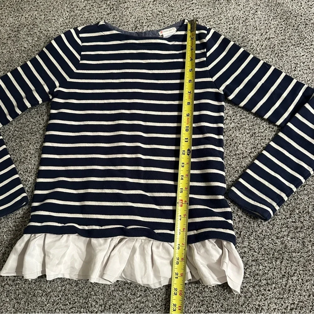 CREWCUTS J Crew 14 L Girls Navy Blue White Striped Top White Ruffle Bottom R $69